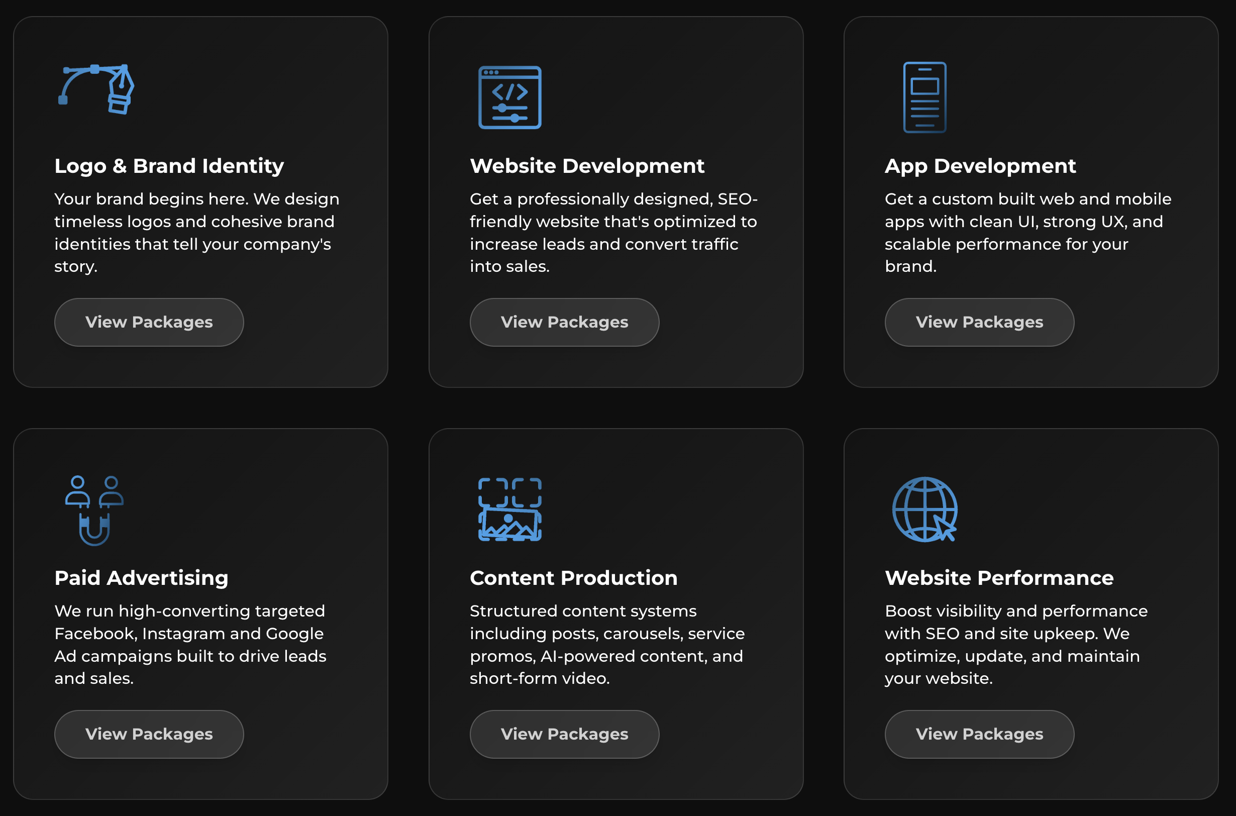 Wise Media services bento grid