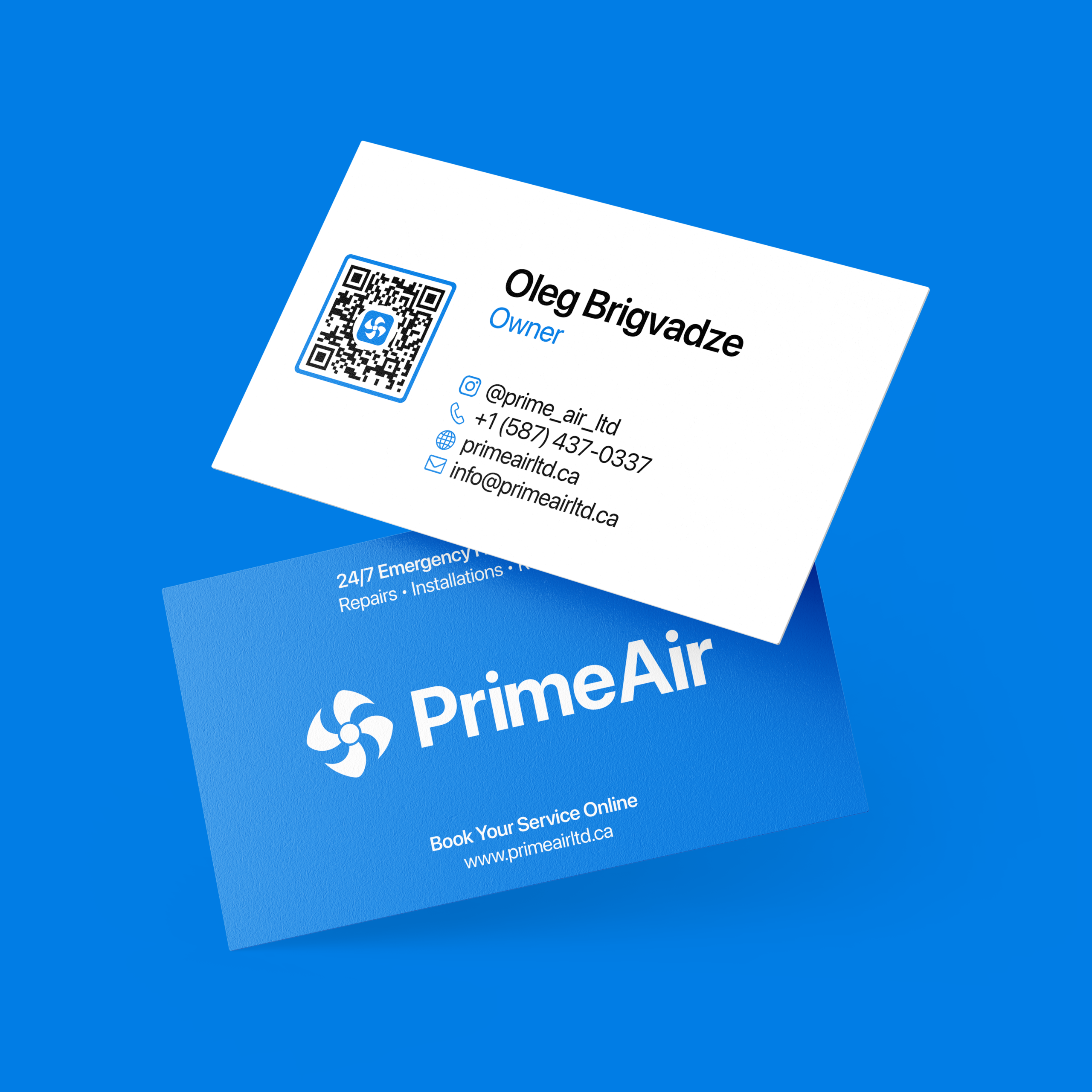 Business card, both faces, photographed from the real artwork