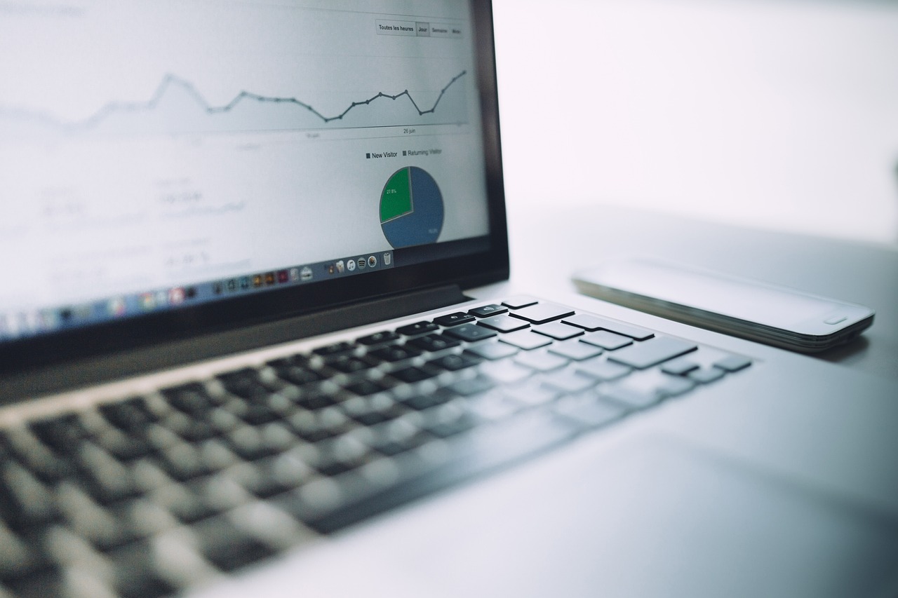 Printed analytics charts showing impressions and clicks data