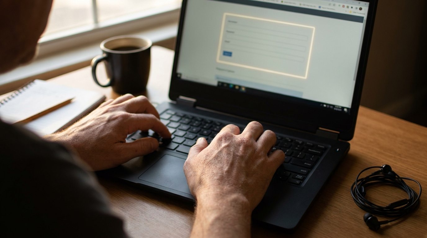 Keyboard-only navigation of a web form showing a visible focus outline