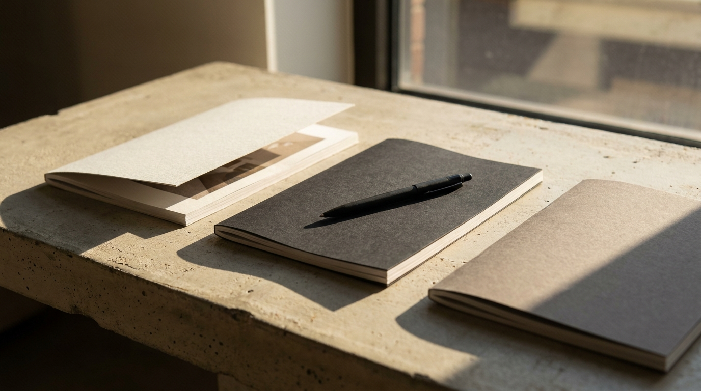 Three proposal documents laid side by side on a concrete ledge for comparison