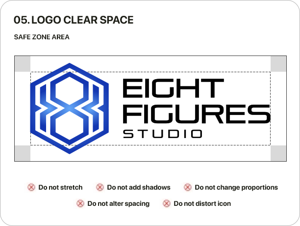 8 Figures Marketing logo clear space rules