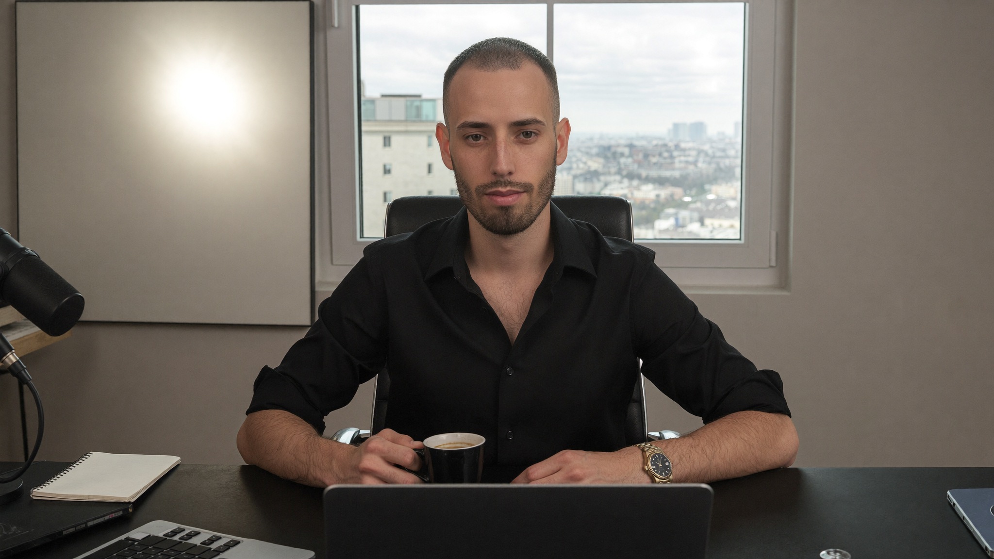 Founder reviewing Google Search Console performance reporting from a home office