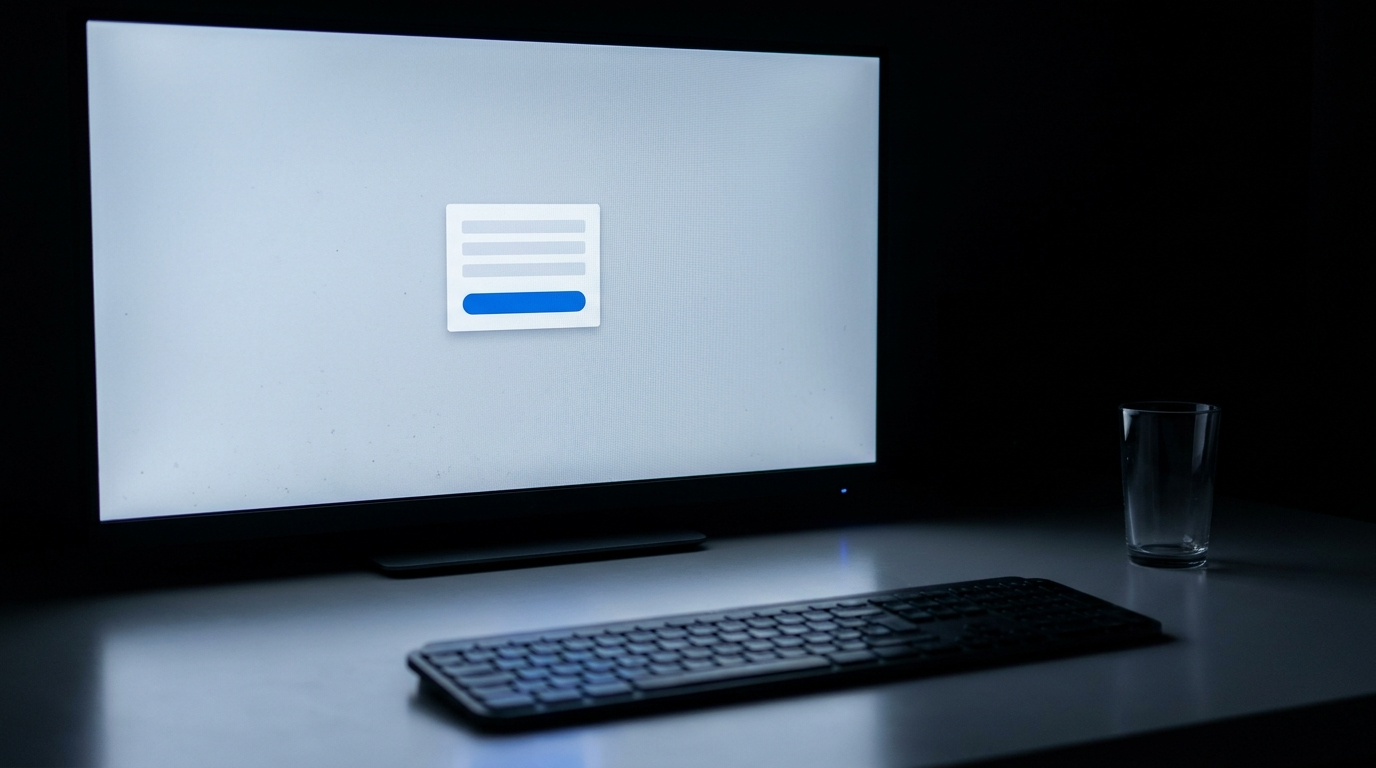 Verification dialogue with a single continue button on a dimmed screen