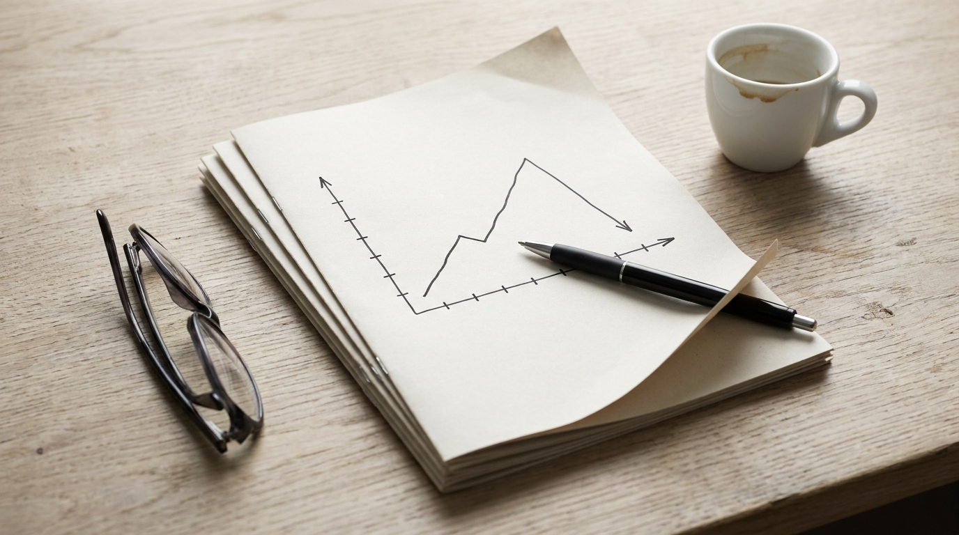 Printed rank tracking report showing a sharp drop in keyword visibility