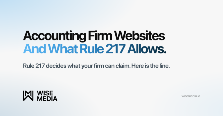 Wise Media article card: Accounting Firm Websites And What Rule 217 Allows, on the Wise Media light gradient