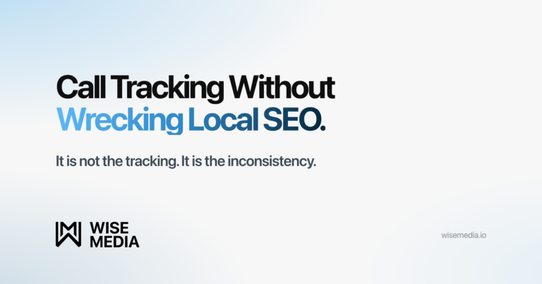 Wise Media article card reading Call Tracking Without Wrecking Local SEO, with the summary It is not the tracking, it is the inconsistency